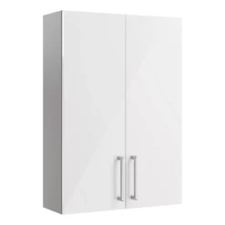 Ennis Gloss White Modern Double Wall Cabinet Without Mirror Doors (W)495mm (H)720mm