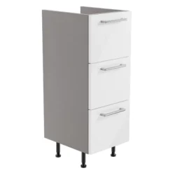 Ennis Gloss White Modern Freestanding 3 Drawer Base Unit (W)295mm (H)820mm