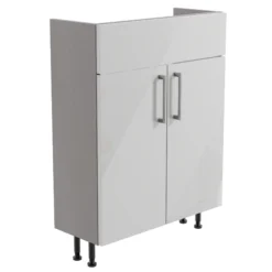 Ennis Slim Gloss Grey Freestanding Bathroom Vanity Cabinet (W)595mm (H)820mm