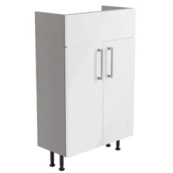 Ennis Slim Gloss White Freestanding Bathroom Vanity Cabinet (W)495mm (H)820mm
