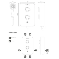 Gainsborough Slim Duo Piano Black Electric Shower, 8.5W -Crystal Bathware gainsborough slim duo piano black electric shower 8 5w5023942279506 01t