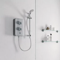 Gainsborough Slim Duo Satin Titanium Grey Electric Shower, 8.5W -Crystal Bathware gainsborough slim duo satin titanium grey electric shower 8 5w5023942279520 03i