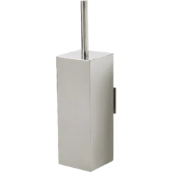 GoodHome Alessano Polypropylene (PP) & Stainless Steel Silver Effect Toilet Brush & Holder