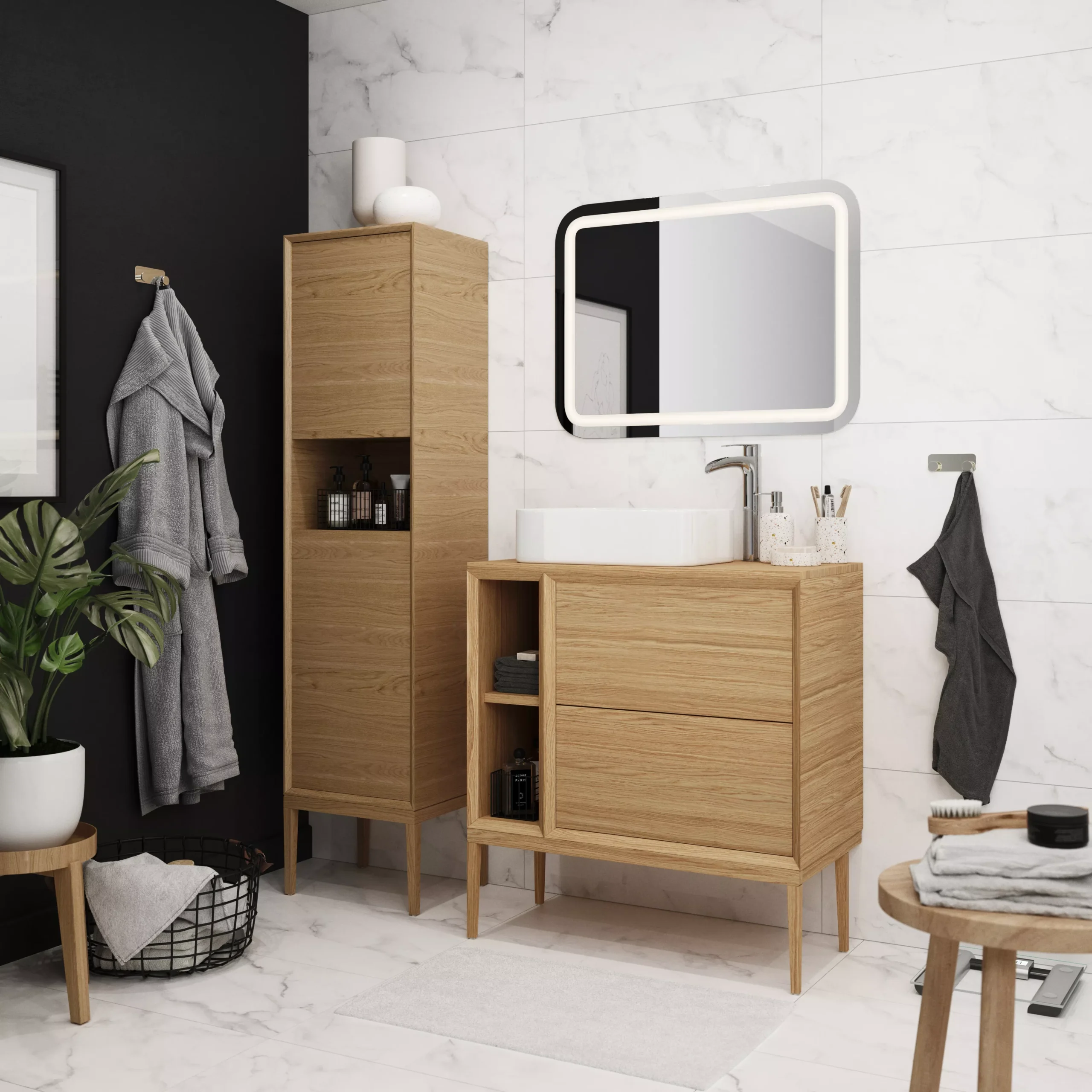 GoodHome Avela Matt Oak Effect Freestanding Vanity Unit & Basin Set (W)1000mm (H)970mm 15 GoodHome Avela Matt Oak Effect Freestanding Vanity Unit & Basin Set (W)1000mm (H)970mm - Image 13