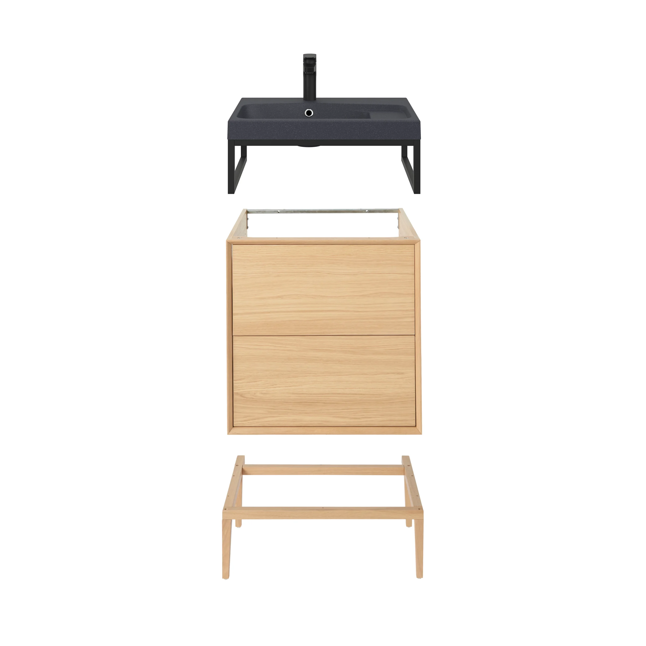 GoodHome Avela Matt Oak Effect Freestanding Vanity Unit & Basin Set (W)604mm (H)934mm 3 GoodHome Avela Matt Oak Effect Freestanding Vanity Unit & Basin Set (W)604mm (H)934mm