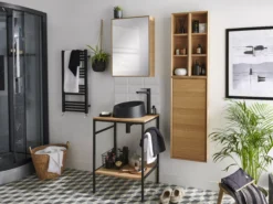 GoodHome Avela Matt Oak Effect Square Edge Chipboard Bathroom Worktop 1.8cm X 45cm X 60cm -Crystal Bathware goodhome avela matt oak effect square edge chipboard bathroom worktop 1 8cm x 45cm x 60cm5059340014340 43i