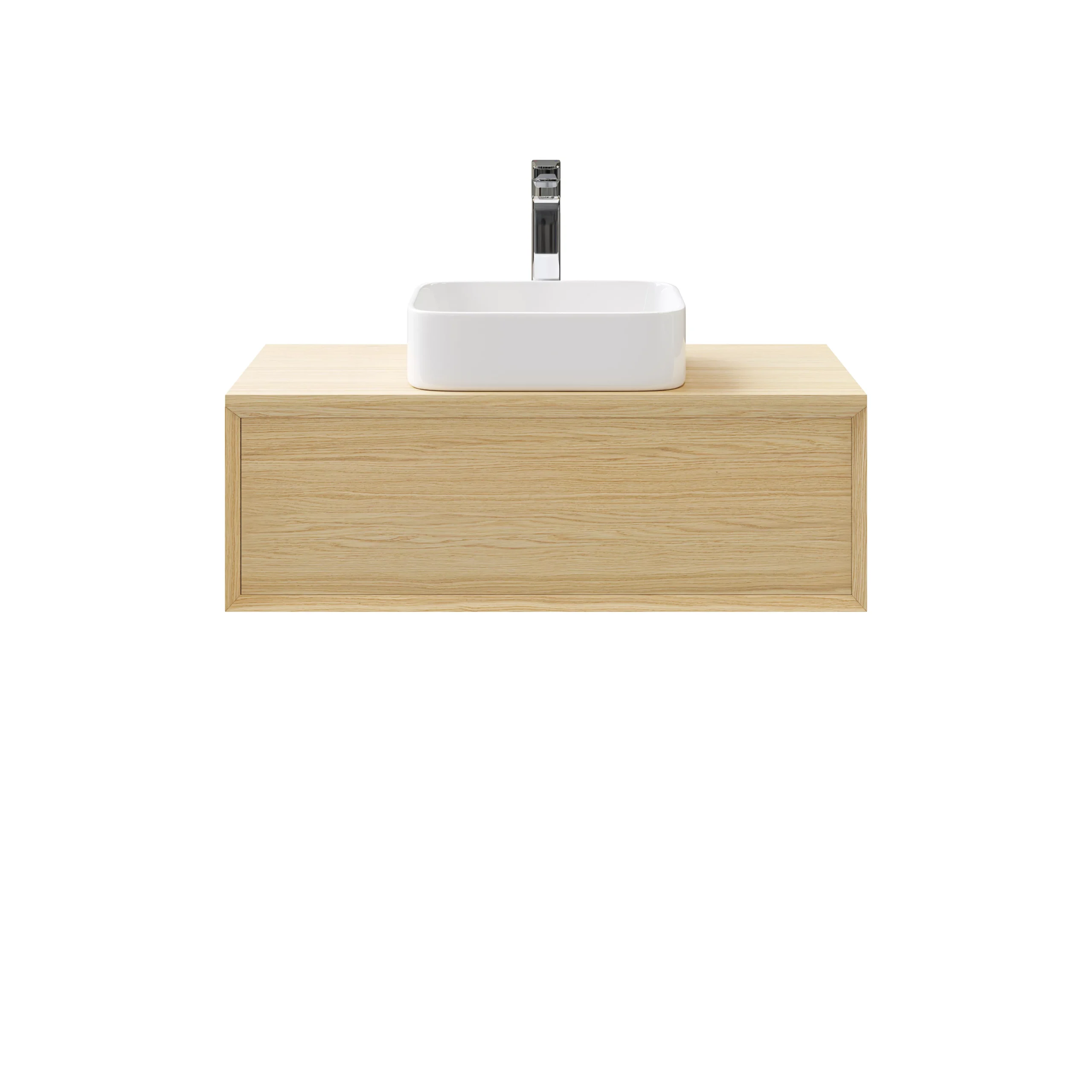 GoodHome Avela Matt Oak Effect Wall-mounted Bathroom Vanity Unit (H)31.7cm (W)100cm 5 GoodHome Avela Matt Oak Effect Wall-mounted Bathroom Vanity Unit (H)31.7cm (W)100cm - Image 3