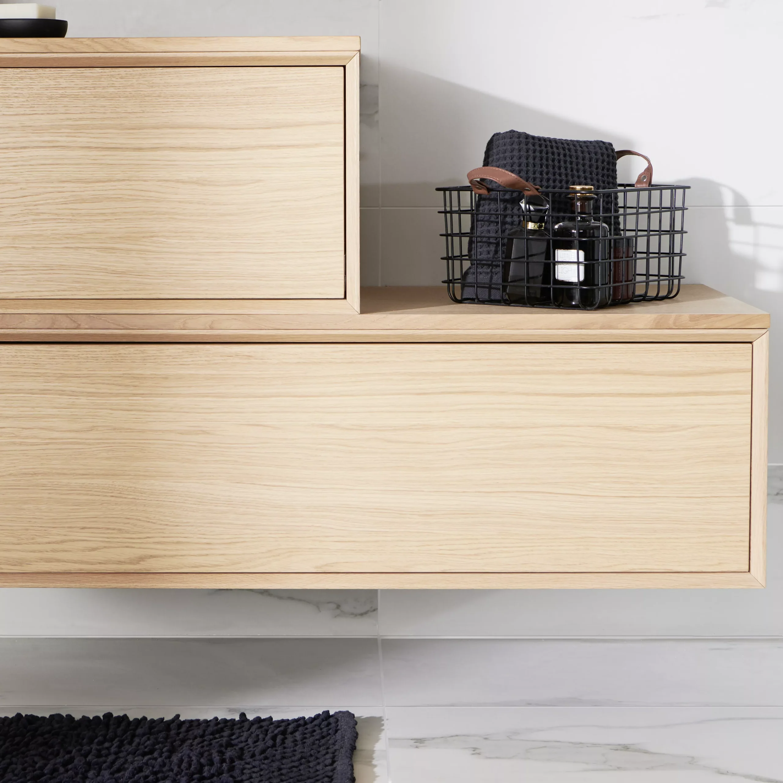 GoodHome Avela Matt Oak Effect Wall-mounted Bathroom Vanity Unit (H)31.7cm (W)100cm 14 GoodHome Avela Matt Oak Effect Wall-mounted Bathroom Vanity Unit (H)31.7cm (W)100cm - Image 12