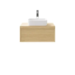 GoodHome Avela Matt Oak Effect Wall-mounted Bathroom Vanity Unit (H)31.7cm (W)80cm -Crystal Bathware goodhome avela matt oak effect wall mounted bathroom vanity unit h 31 7cm w 80cm5059340017969 21c
