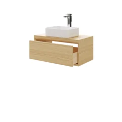 GoodHome Avela Matt Oak Effect Wall-mounted Bathroom Vanity Unit (H)31.7cm (W)80cm -Crystal Bathware goodhome avela matt oak effect wall mounted bathroom vanity unit h 31 7cm w 80cm5059340017969 23c