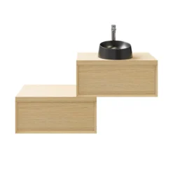 GoodHome Avela Matt Oak Effect Wall-mounted Bathroom Vanity Unit (H)31.7cm (W)80cm -Crystal Bathware goodhome avela matt oak effect wall mounted bathroom vanity unit h 31 7cm w 80cm5059340017969 24c