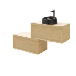 GoodHome Avela Matt Oak Effect Wall-mounted Bathroom Vanity Unit (H)31.7cm (W)80cm -Crystal Bathware goodhome avela matt oak effect wall mounted bathroom vanity unit h 31 7cm w 80cm5059340017969 25c