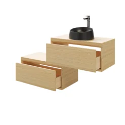 GoodHome Avela Matt Oak Effect Wall-mounted Bathroom Vanity Unit (H)31.7cm (W)80cm -Crystal Bathware goodhome avela matt oak effect wall mounted bathroom vanity unit h 31 7cm w 80cm5059340017969 26c