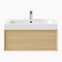 GoodHome Avela Matt Oak Effect Wall-mounted Bathroom Vanity Unit (H)31.7cm (W)80cm -Crystal Bathware goodhome avela matt oak effect wall mounted bathroom vanity unit h 31 7cm w 80cm5059340017969 32c