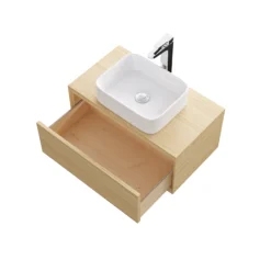 GoodHome Avela Matt Oak Effect Wall-mounted Bathroom Vanity Unit (H)31.7cm (W)80cm -Crystal Bathware goodhome avela matt oak effect wall mounted bathroom vanity unit h 31 7cm w 80cm5059340017969 36c
