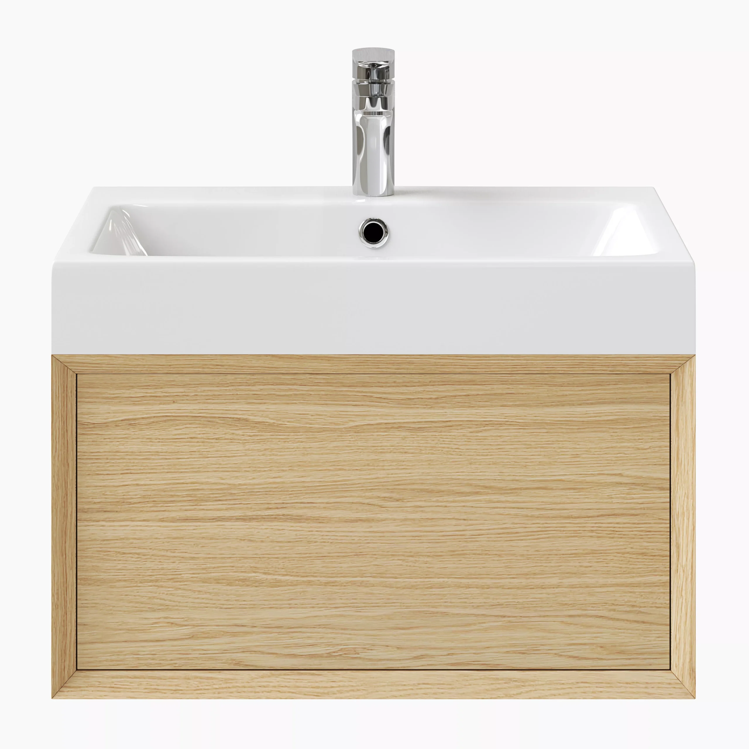 GoodHome Avela Matt Oak Effect Wall-mounted Vanity Unit & Basin Set (W)600mm (H)794mm 11 GoodHome Avela Matt Oak Effect Wall-mounted Vanity Unit & Basin Set (W)600mm (H)794mm - Image 9