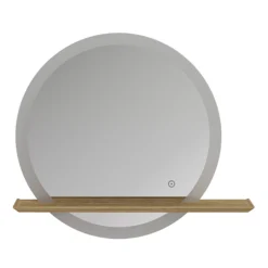 GoodHome Avela Oak Circular Frameless Illuminated Bathroom Mirror (H)700mm (W)800mm