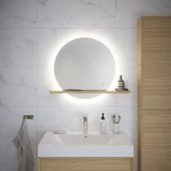 GoodHome Avela Oak Circular Frameless Illuminated Bathroom Mirror (H)700mm (W)800mm 14 GoodHome Avela Oak Circular Frameless Illuminated Bathroom Mirror (H)700mm (W)800mm -Crystal Bathware goodhome avela oak circular frameless illuminated bathroom mirror h 700mm w 800mm5059340325903 02i
