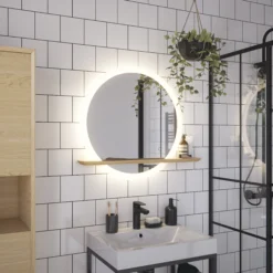 GoodHome Avela Oak Circular Frameless Illuminated Bathroom Mirror (H)700mm (W)800mm 15 GoodHome Avela Oak Circular Frameless Illuminated Bathroom Mirror (H)700mm (W)800mm -Crystal Bathware goodhome avela oak circular frameless illuminated bathroom mirror h 700mm w 800mm5059340325903 04i