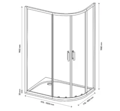GoodHome Beloya Left-handed Offset Quadrant Shower Enclosure & Tray With Corner Entry Double Sliding Door (W)1000mm (D)800mm -Crystal Bathware goodhome beloya left handed offset quadrant shower enclosure tray with corner entry double sliding door w 1000mm d 800mm5059340136424 01t