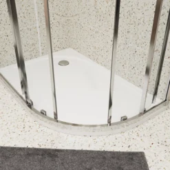 GoodHome Beloya Left-handed Offset Quadrant Shower Enclosure & Tray With Corner Entry Double Sliding Door (W)1000mm (D)800mm -Crystal Bathware goodhome beloya left handed offset quadrant shower enclosure tray with corner entry double sliding door w 1000mm d 800mm5059340136486 02i