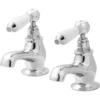 GoodHome Brean Bath Pillar Tap, Pack Of 2 -Crystal Bathware goodhome brean bath pillar tap pack of 23663602665144 01bq
