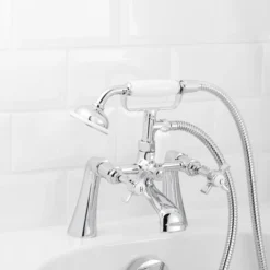 GoodHome Bynea Bath Shower Mixer Tap, Pack Of 1 -Crystal Bathware goodhome bynea bath shower mixer tap pack of 13663602665618 01i