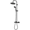 GoodHome Cavally 3-spray Pattern Black Thermostatic Shower Kit -Crystal Bathware goodhome cavally 3 spray pattern black thermostatic shower kit3663602321125 01c