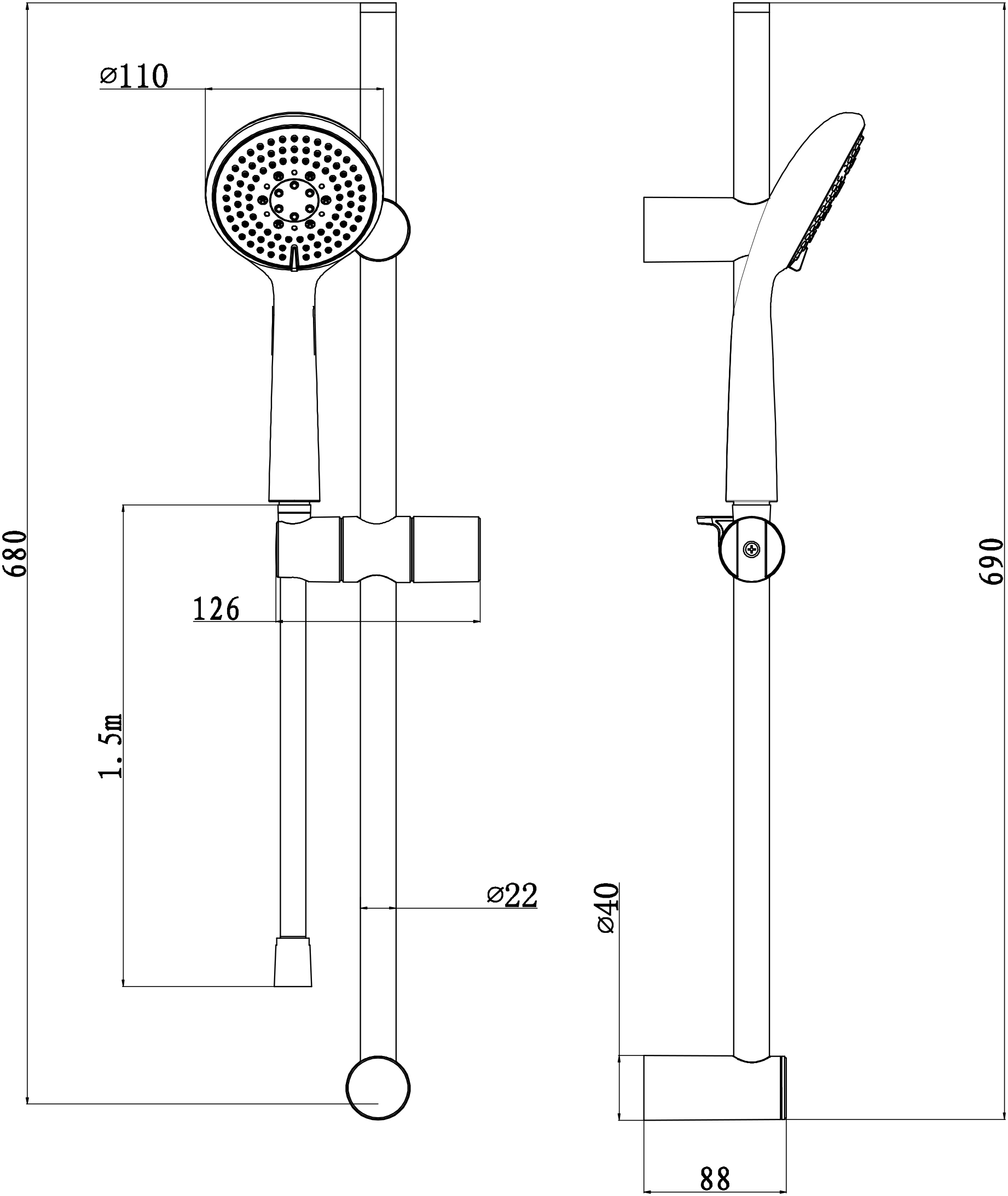 GoodHome Cavally 3-spray Pattern Chrome Effect Shower Kit 6 GoodHome Cavally 3-spray Pattern Chrome Effect Shower Kit - Image 4