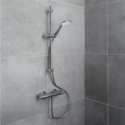 GoodHome Cavally 3-spray Pattern Wall-mounted Thermostatic Mixer Shower -Crystal Bathware goodhome cavally 3 spray pattern wall mounted thermostatic mixer shower3663602301165 21i