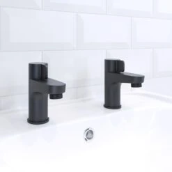 GoodHome Cavally Black Modern Basin Pillar Tap 13 GoodHome Cavally Black Modern Basin Pillar Tap -Crystal Bathware goodhome cavally black modern basin pillar tap5059340185453 01i