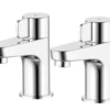 GoodHome Cavally Chrome Effect Bath Pillar Tap, Pair -Crystal Bathware goodhome cavally chrome effect bath pillar tap pair3663602301301 01c