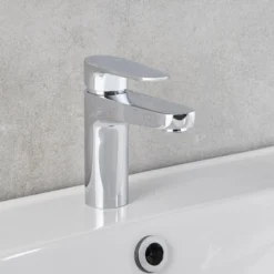 GoodHome Cavally Medium Gloss Chrome Effect Round Deck-mounted Manual Basin Mono Mixer Tap -Crystal Bathware goodhome cavally medium gloss chrome effect round deck mounted manual basin mono mixer tap3663602300342 07i