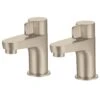 GoodHome Cavally Nickel Effect Bath Pillar Tap, Pair -Crystal Bathware goodhome cavally nickel effect bath pillar tap pair5059340185439 01c