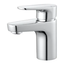 GoodHome Cavally Small Gloss Chrome Effect Round Deck-mounted Manual Basin Mono Mixer Tap