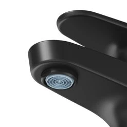 GoodHome Cavally Small Matt Black Round Deck-mounted Manual Basin Mono Mixer Tap -Crystal Bathware goodhome cavally small matt black round deck mounted manual basin mono mixer tap3663602320364 36c