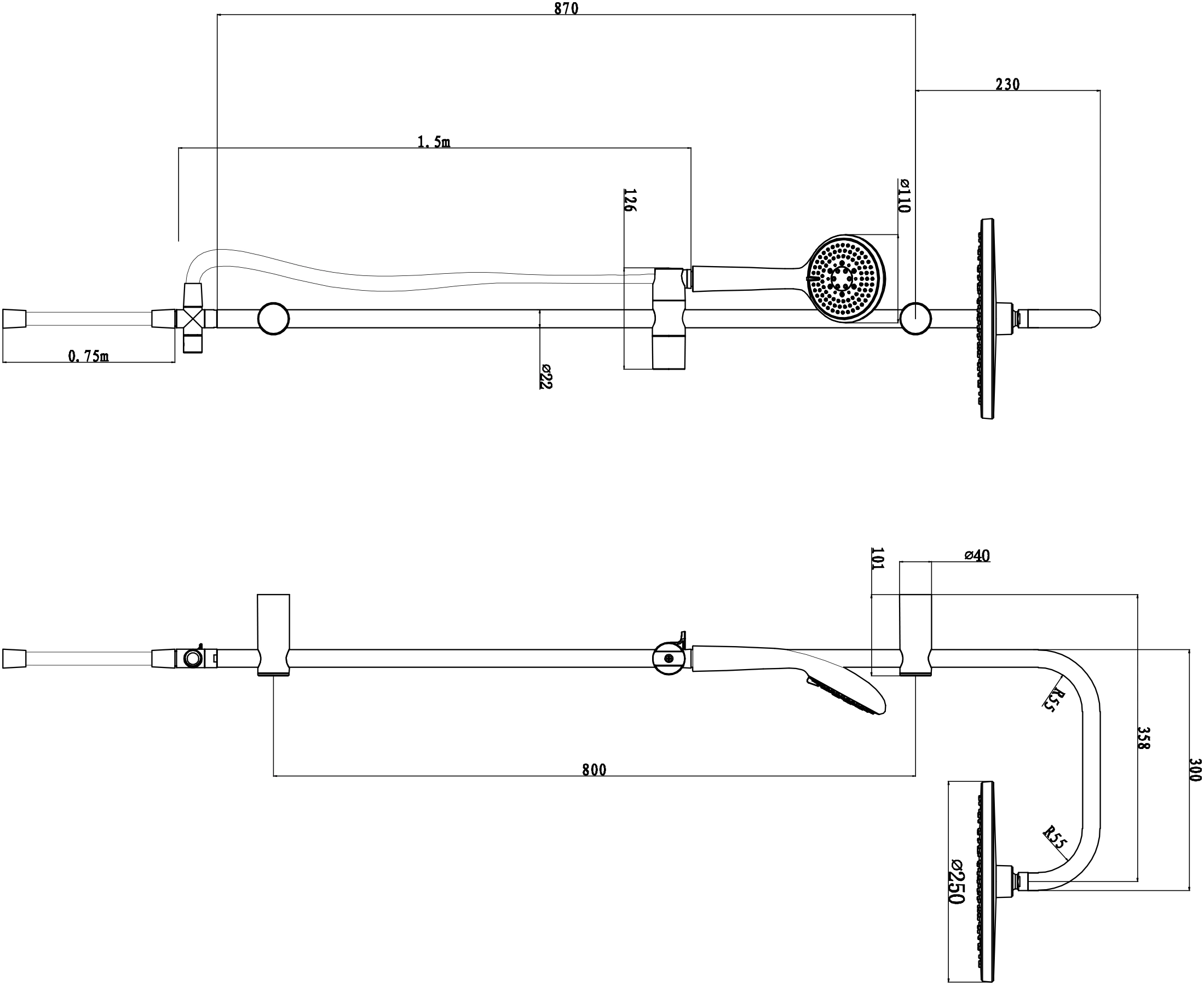 GoodHome Cavally Wall-mounted Diverter 3-spray Pattern Shower Kit 6 GoodHome Cavally Wall-mounted Diverter 3-spray Pattern Shower Kit - Image 4