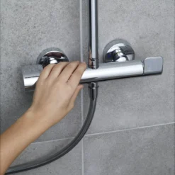 GoodHome Cavally Wall-mounted Diverter Shower -Crystal Bathware goodhome cavally wall mounted diverter shower3663602300205 36i