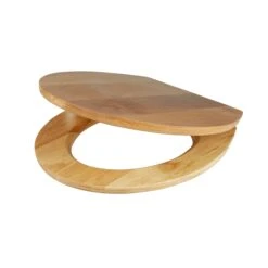 GoodHome Cervia Natural Oak Effect Round Standard Close Toilet Seat
