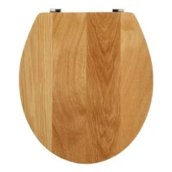 GoodHome Cervia Natural Oak Effect Round Standard Close Toilet Seat -Crystal Bathware goodhome cervia natural oak effect round standard close toilet seat3663602904304 03bq