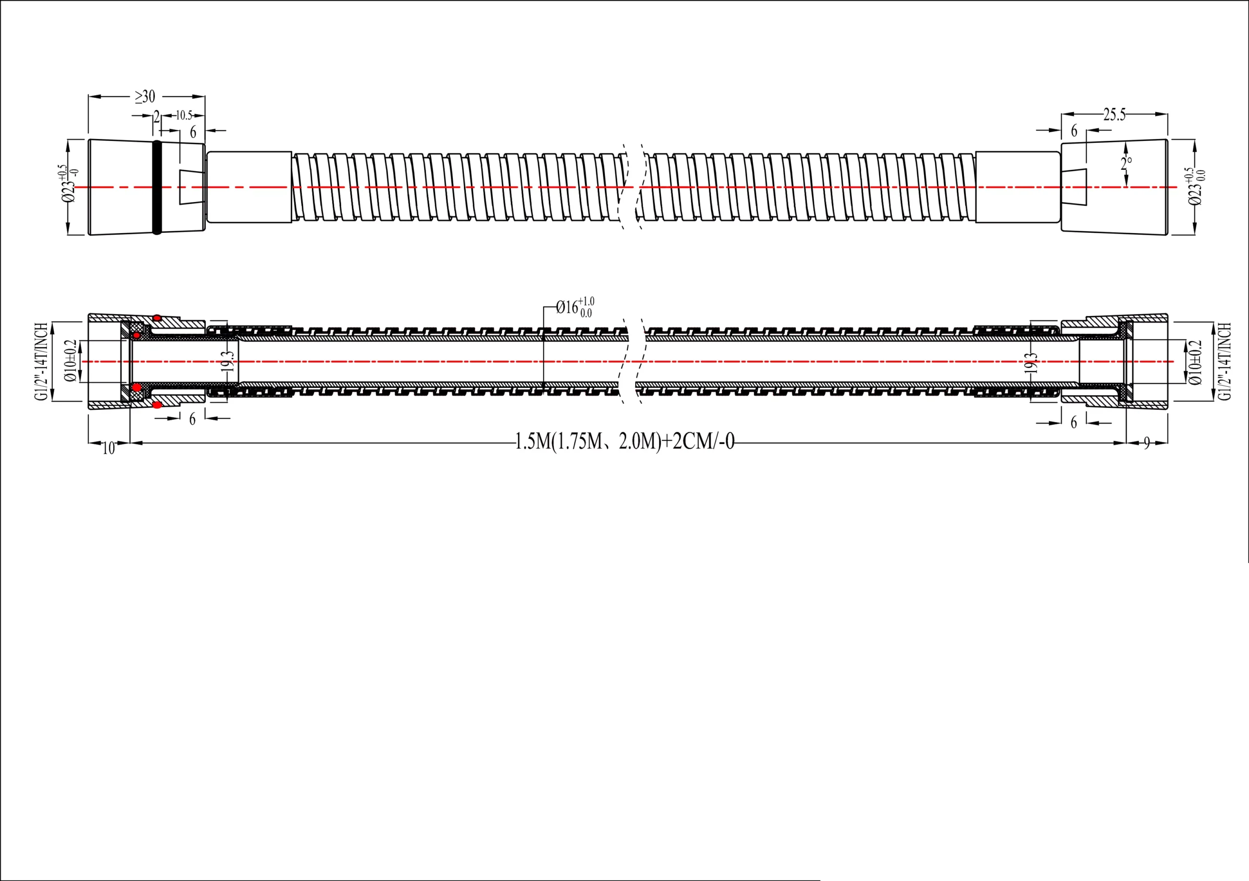 GoodHome Chrome Effect Brass & Polyvinyl Chloride (PVC) Shower Hose, (L)2m 5 GoodHome Chrome Effect Brass & Polyvinyl Chloride (PVC) Shower Hose, (L)2m - Image 3