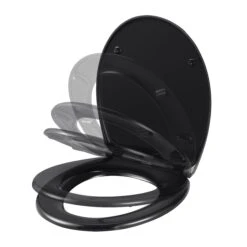 GoodHome Diani Black Top Fix Soft Close Toilet Seat -Crystal Bathware goodhome diani black top fix soft close toilet seat5059340081342 37c