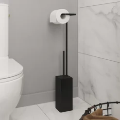GoodHome Elland Black Matt Freestanding Or Wall-mounted Toilet Roll & Brush Holder 10 GoodHome Elland Black Matt Freestanding Or Wall-mounted Toilet Roll & Brush Holder -Crystal Bathware goodhome elland black matt freestanding or wall mounted toilet roll brush holder5059340107189 01i