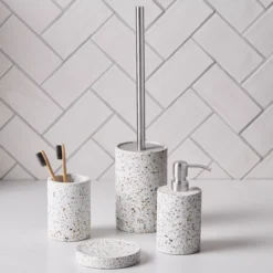 GoodHome Elland Concrete & Stainless Steel Terrazzo Effect Toilet Brush & Holder 9 GoodHome Elland Concrete & Stainless Steel Terrazzo Effect Toilet Brush & Holder -Crystal Bathware goodhome elland concrete stainless steel terrazzo effect toilet brush holder5059340203416 02I
