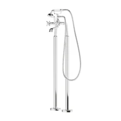 GoodHome Etel Chrome Effect Floor-mounted Bath Mono Mixer Mono Mixer Tap With Shower Kit