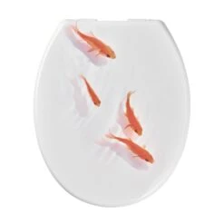 GoodHome Genoa Fish White & Orange Standard Soft Close Toilet Seat -Crystal Bathware goodhome genoa fish white orange standard soft close toilet seat5059340081304 02c