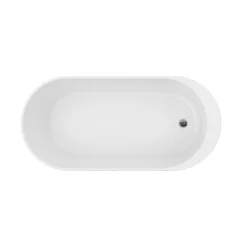 GoodHome Huron Gloss White Acrylic Oval Freestanding Bath (L)1700mm (W)750mm -Crystal Bathware goodhome huron gloss white acrylic oval freestanding bath l 1700mm w 750mm5059340340265 02c