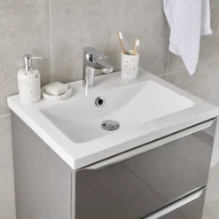 GoodHome Imandra Gloss Anthracite Freestanding Vanity Unit & Basin Set (W)604mm (H)944mm -Crystal Bathware goodhome imandra gloss anthracite freestanding vanity unit basin set w 604mm h 944mm5059340625270 01i bq