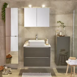 GoodHome Imandra Gloss Anthracite Wall-mounted Bathroom Cabinet (W)400mm (H)900mm -Crystal Bathware goodhome imandra gloss anthracite wall mounted bathroom cabinet w 400mm h 900mm5059340018782 04i