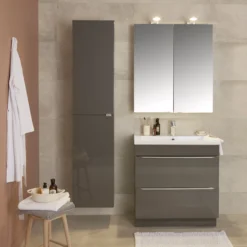 GoodHome Imandra Gloss Anthracite Wall-mounted Bathroom Cabinet (W)400mm (H)900mm -Crystal Bathware goodhome imandra gloss anthracite wall mounted bathroom cabinet w 400mm h 900mm5059340018829 01i